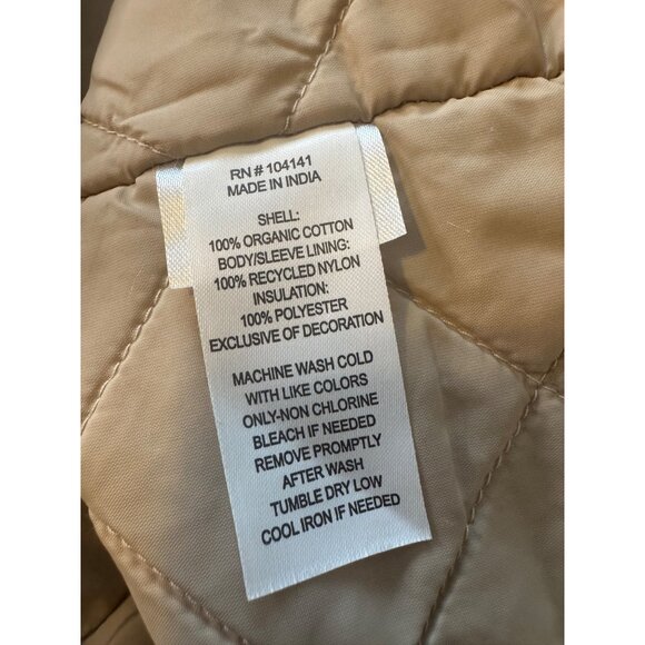 Alpine Design Quilted Lined Chore Coat Size Small Natural Khaki Pockets Full Zip - Picture 6 of 16